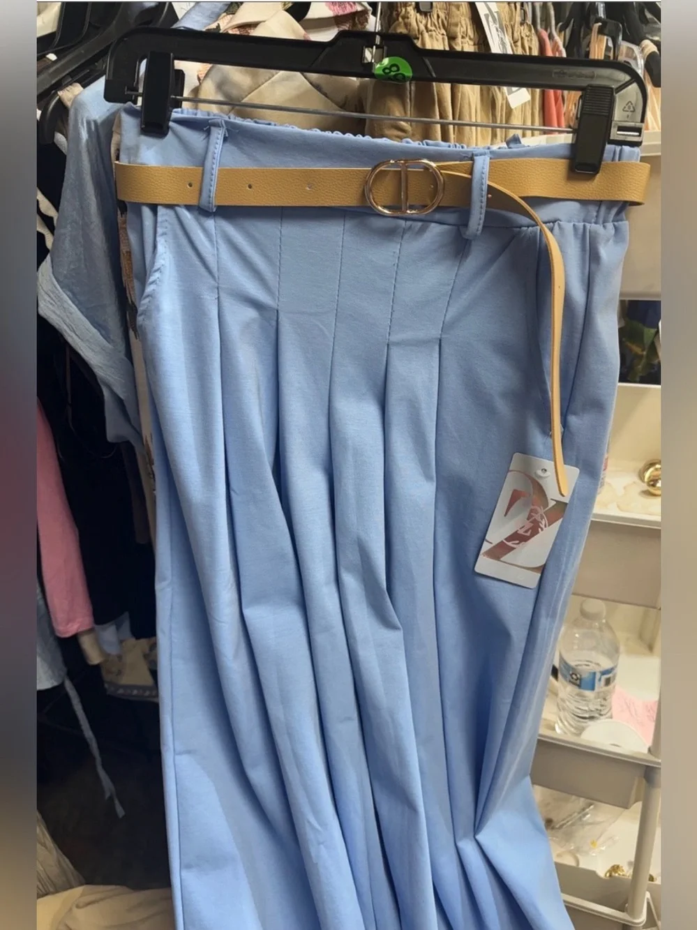Made in Italy cotton, linen poly blend. High Waist, Wide Leg Stretchy Pants